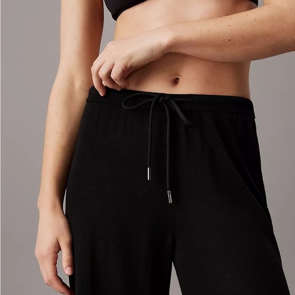 Calvin Klein Black Straight Leg lien pants size small - Picture 2 of 11